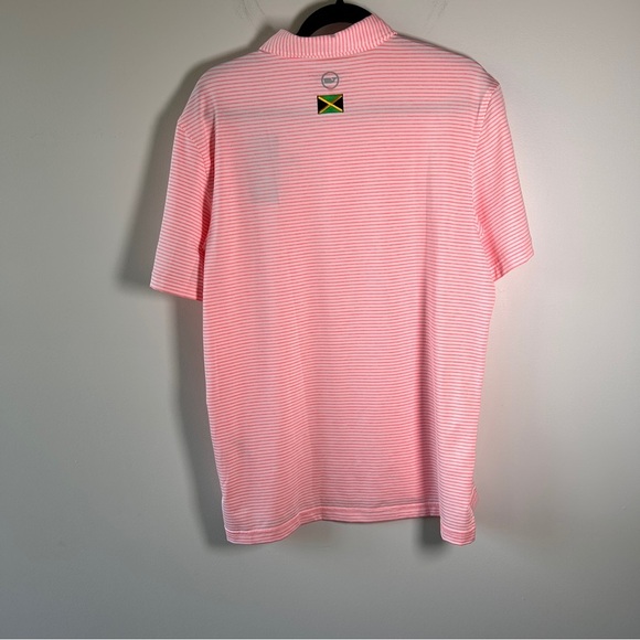 Vineyard Vines Mens Medium Striped Peach Tejeda Performance Polo Shirt *Custom - Picture 2 of 9